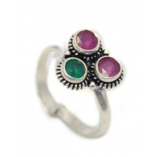 Toe Ring silver sterling 925 jewelry women's green red onyx stone C 396